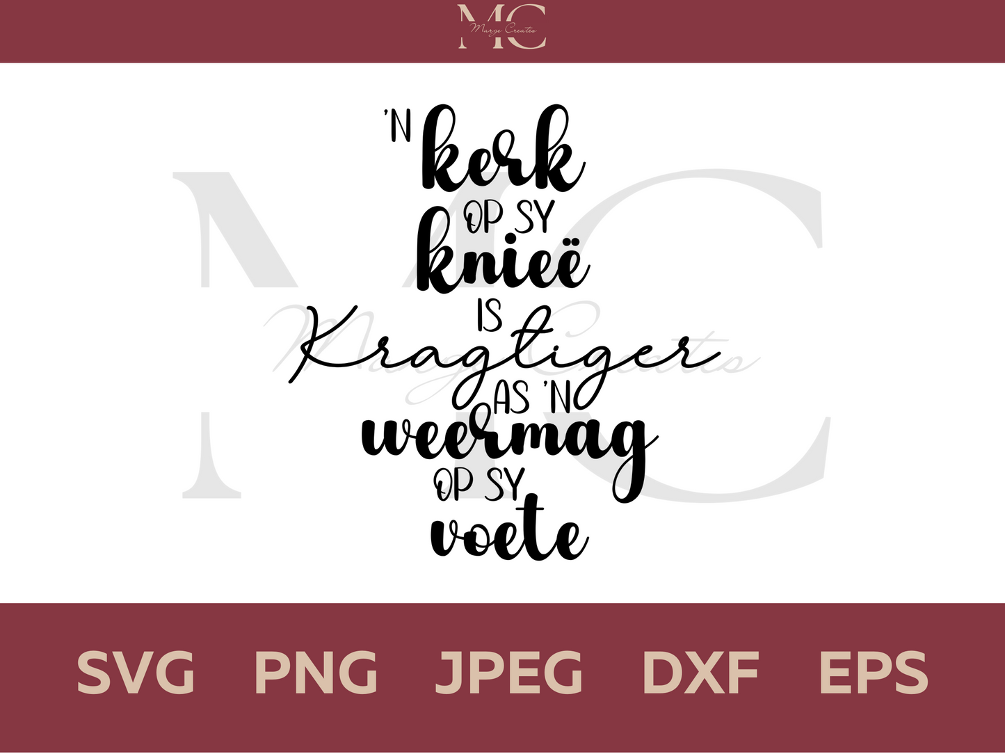 'n Kerk Op Sy Knieë Is Kragtiger As 'n Weermag Op Sy Voete PNG & SVG