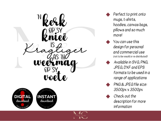 'n Kerk Op Sy Knieë Is Kragtiger As 'n Weermag Op Sy Voete PNG & SVG