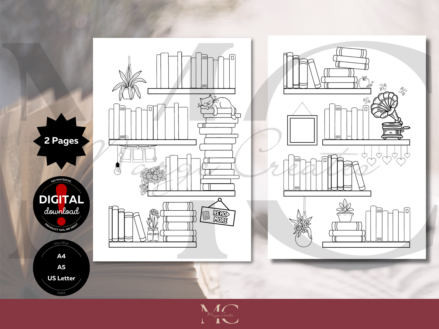 100 Books Bookshelf Reading Tracker, Printable Bookshelf Coloring Reading Log