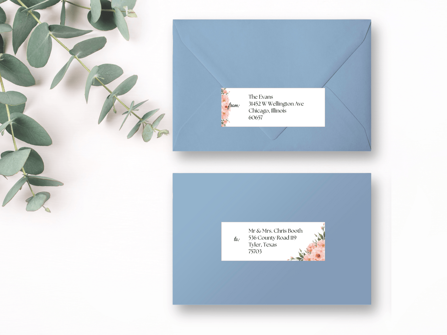 Soft Pink Floral Wedding Envelope Address Label Templates, Printable Templates