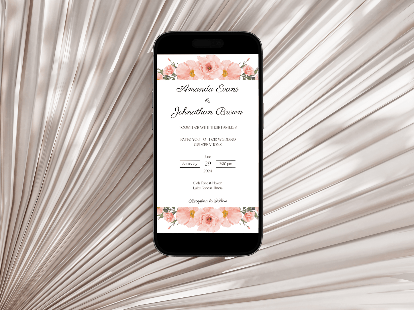 Soft Pink Floral Wedding Invitation Templates, Printable & Digital Templates