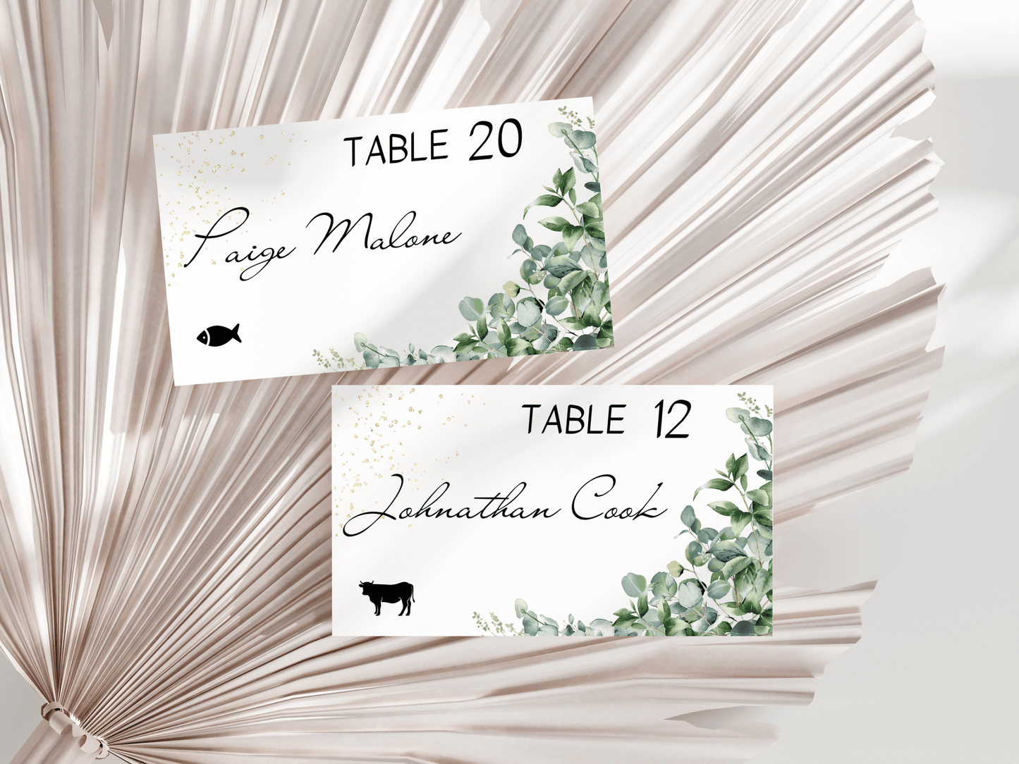 Eucalyptus & Gold Wedding Seating Template Bundle with Seating Chart, Printable Templates