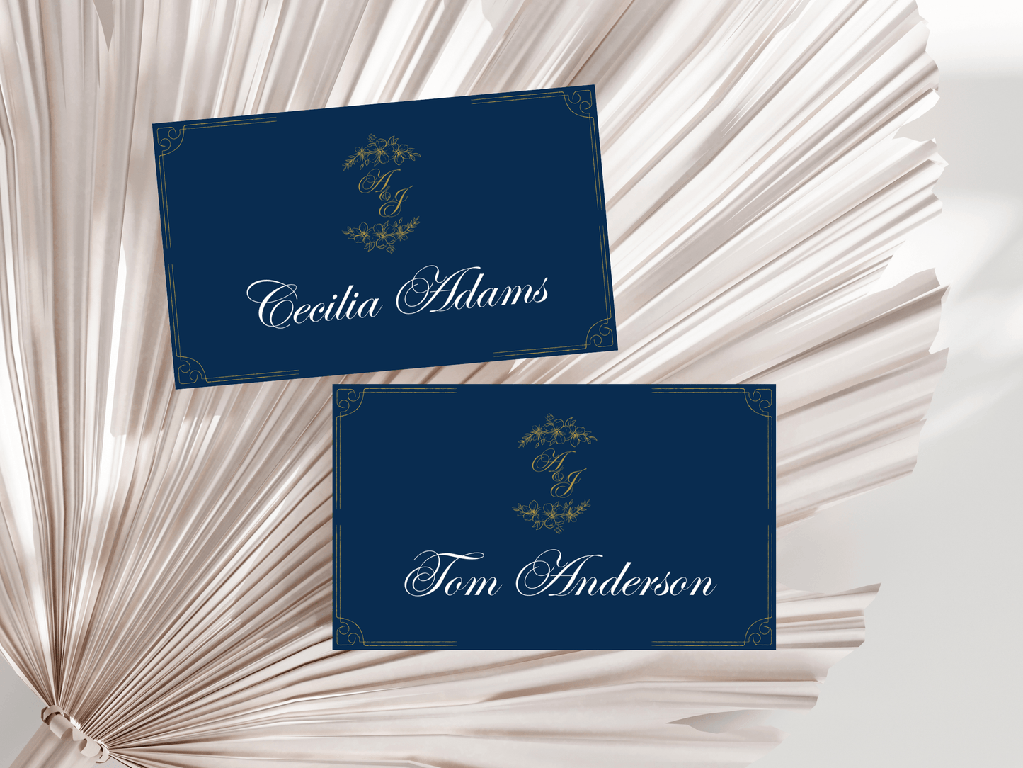 Elegant Blue & Gold Wedding Seating Template Bundle with Seating Chart Card, Design 2, Printable Templates