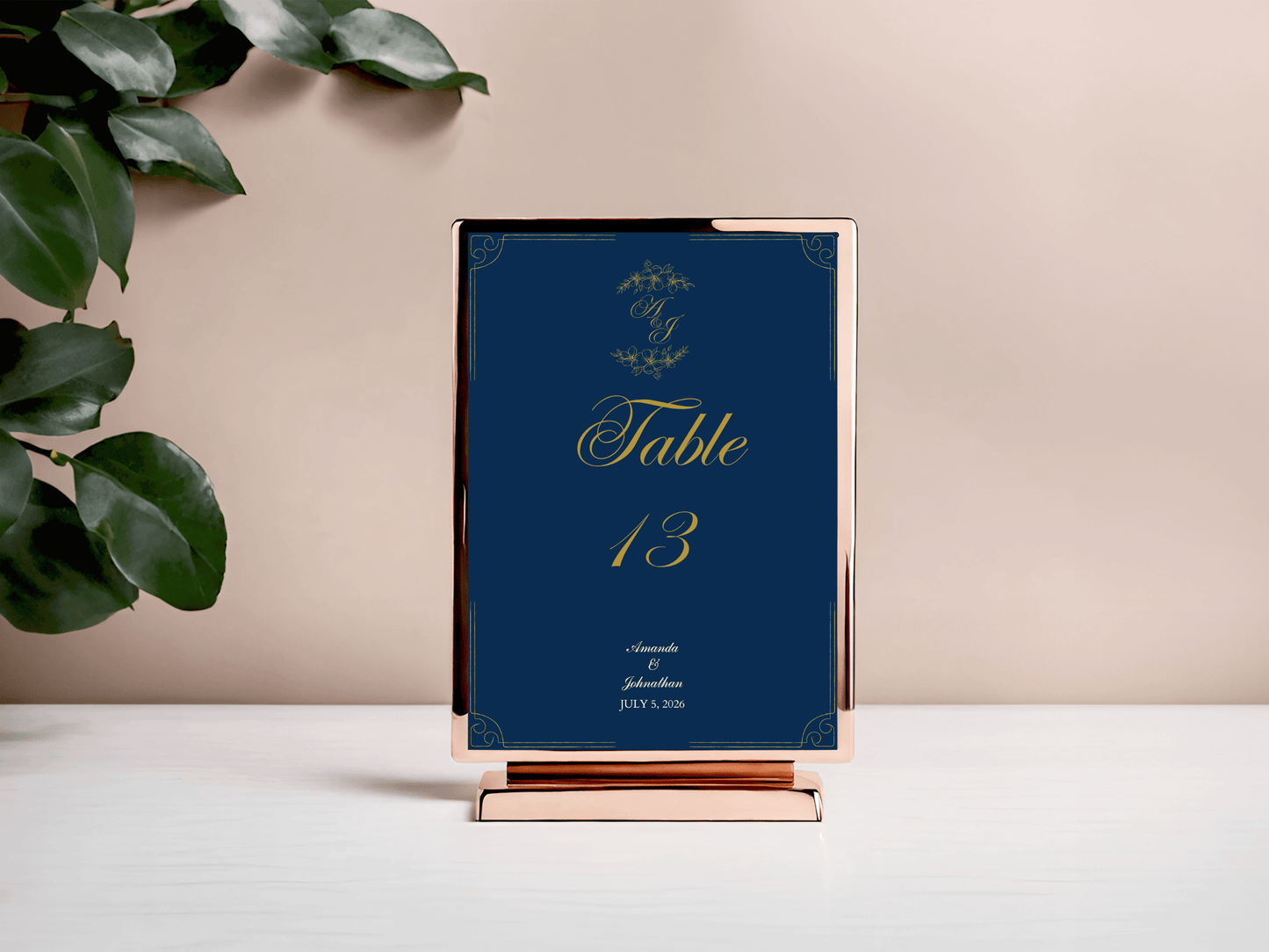 Elegant Blue & Gold Wedding Seating Template Bundle with Seating Chart, Design 2, Printable Templates