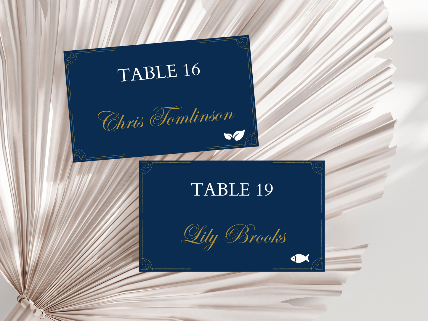 Elegant Blue & Gold Wedding Seating Template Bundle with Seating Chart Card, Design 3, Printable Templates