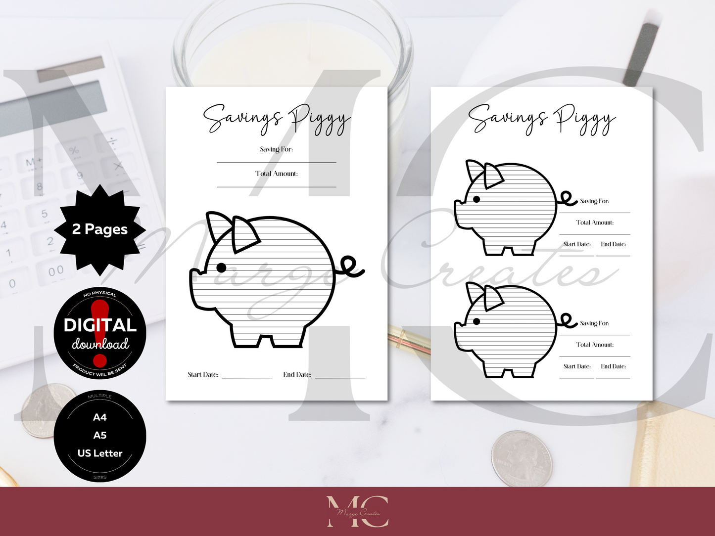 Savings Piggy, Money Saving Challenge, Savings Tracker