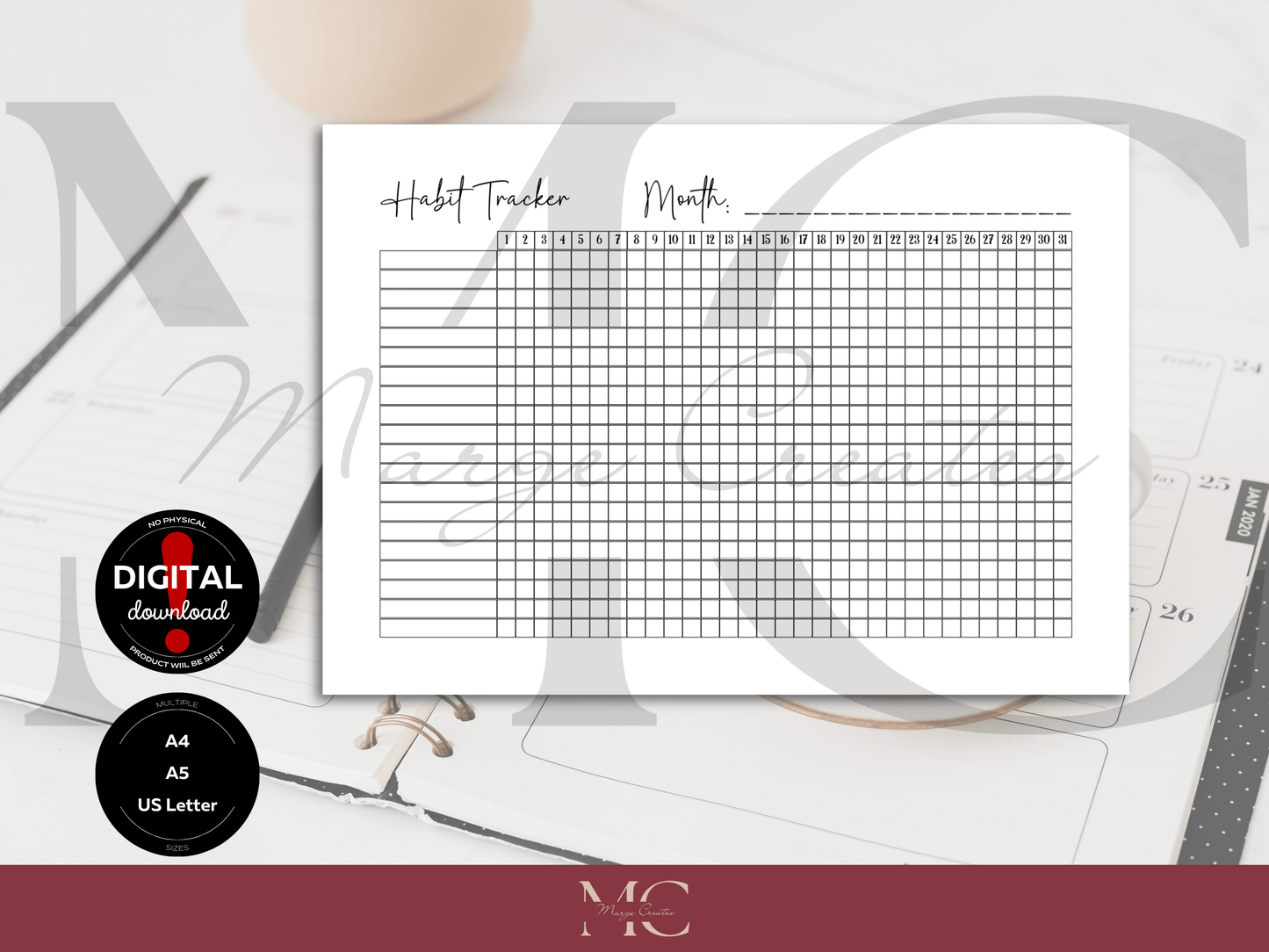 31-Day Habit Tracker Goal Planner