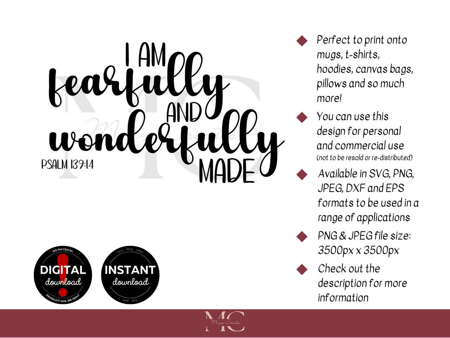 I Am Fearfully And Wonderfully Made PNG & SVG