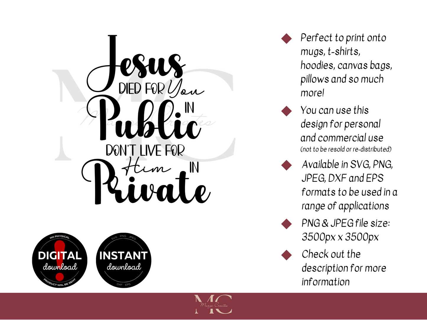 Jesus Died For You In Public, Don't Live For Him In Private PNG & SVG