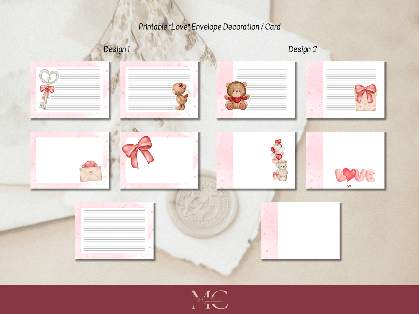 "Love" Letter Paper Writing Stationery Set - Writing Paper, Address Labels, Envelope Decoration/Card, 220 Pages