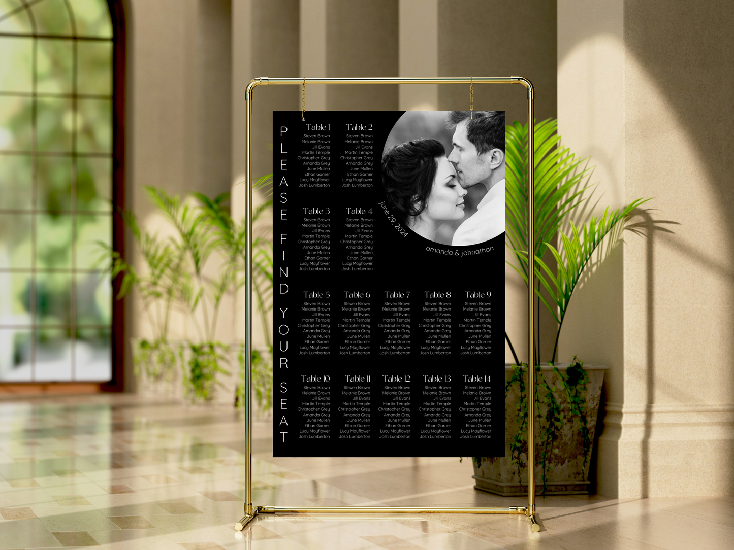 Minimalist Photo Wedding Seating Chart Template, Printable Templates