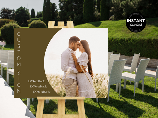Minimalist Photo Wedding Custom Sign Template, Printable Templates