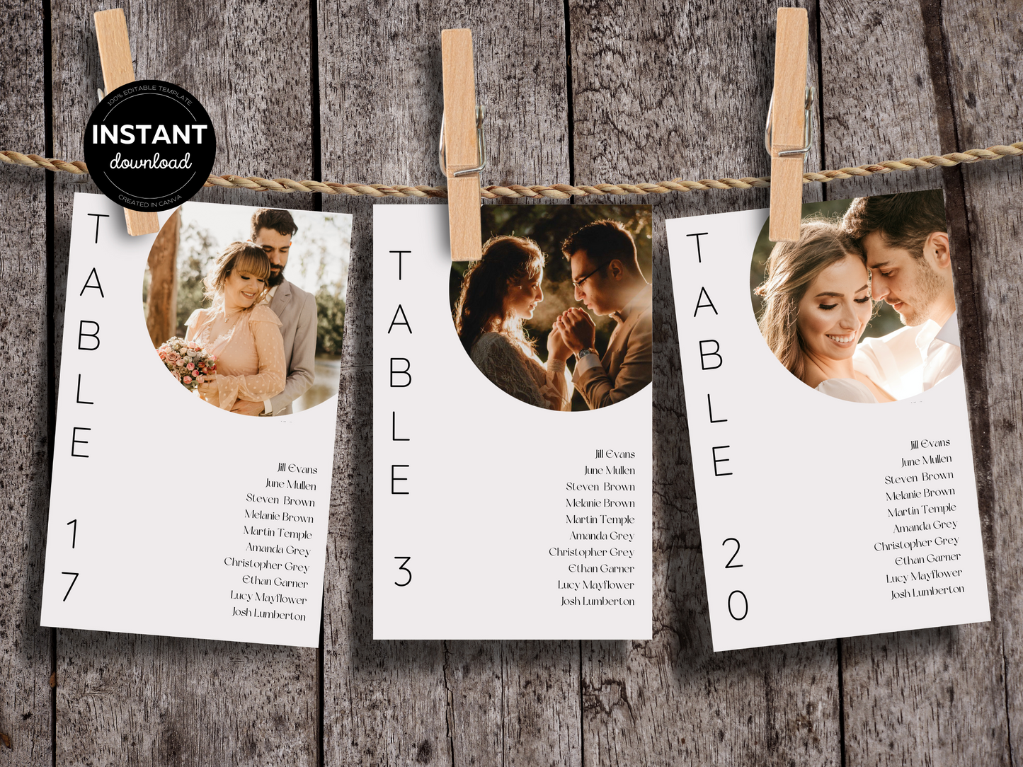 Minimalist Photo Wedding Seating Template Bundle, Printable Templates