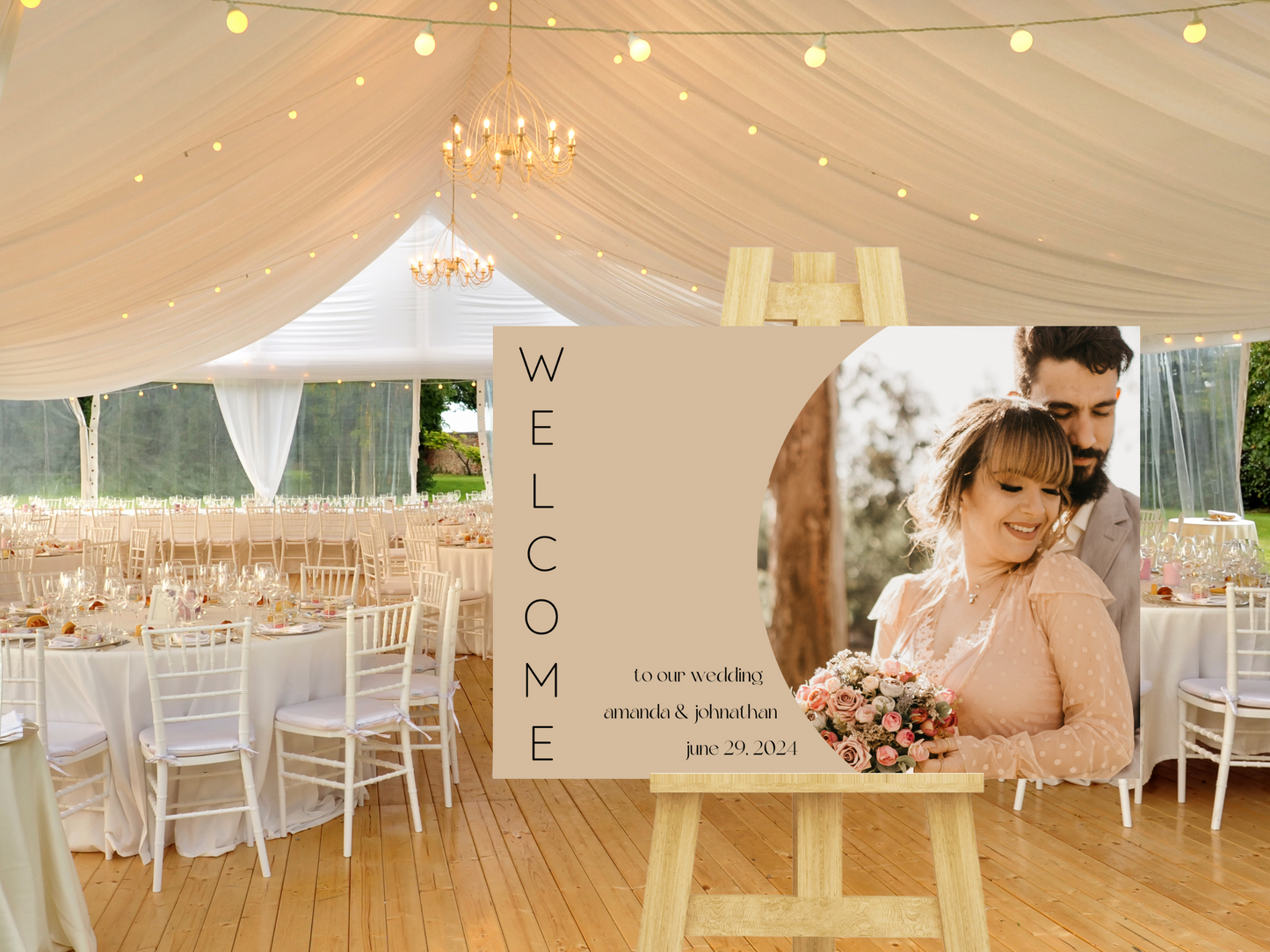 Minimalist Photo Wedding Welcome Sign Template, Printable Templates