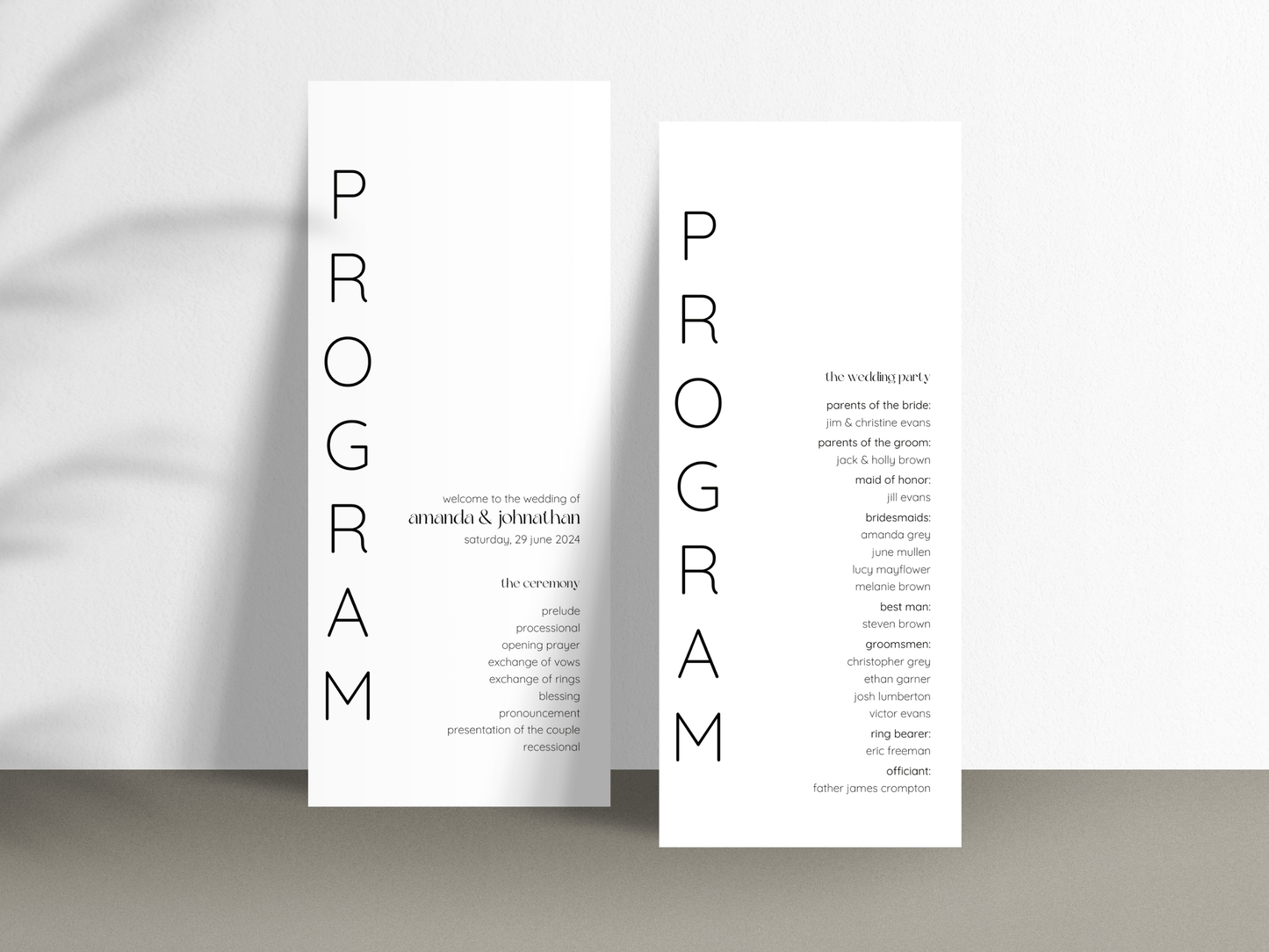 Minimalist Wedding Program Template, Printable Templates