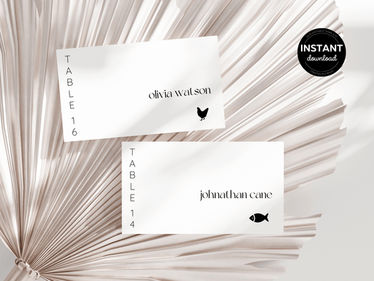 Minimalist Wedding Seating Card Template, Printable Templates