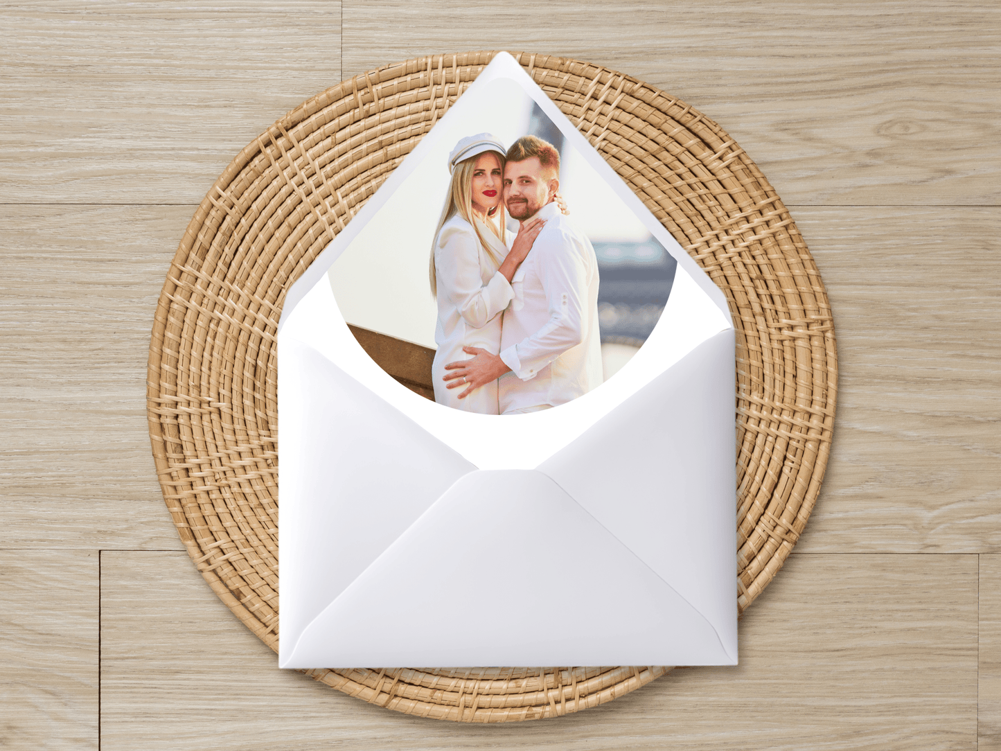 Minimalist Round Photo Wedding Invitation Suite with Envelope Decoration Templates, Envelope Design 1 (WA), Printable Templates