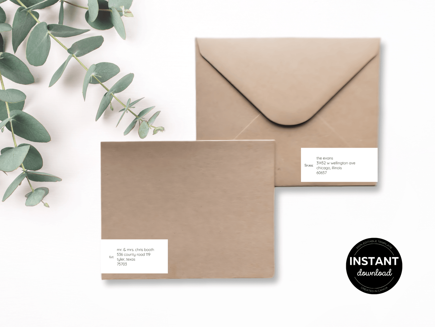 Minimalist Wedding Wrap Around Address Label Template, Printable Templates