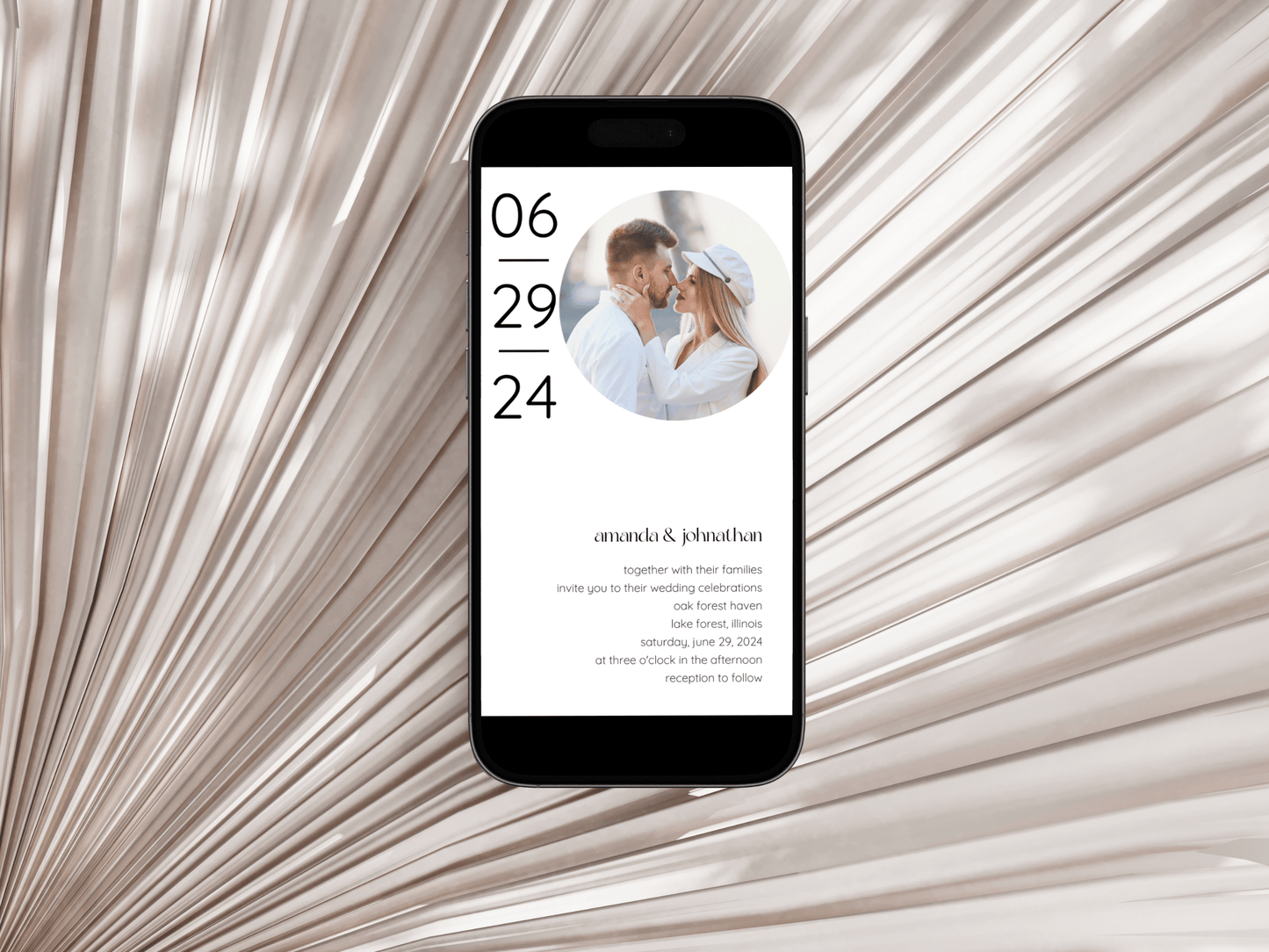 Minimalist Round Photo Wedding Invitation Template, Printable & Digital Templates