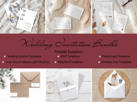 Minimalist Round Photo Wedding Invitation Suite with Envelope Decoration Templates, Envelope Design 1 (WA), Printable Templates