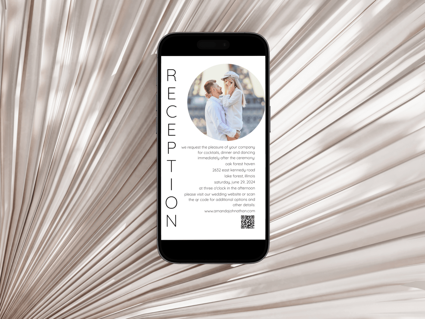 Minimalist Round Photo Wedding Reception Invitation Template, Printable & Digital Templates