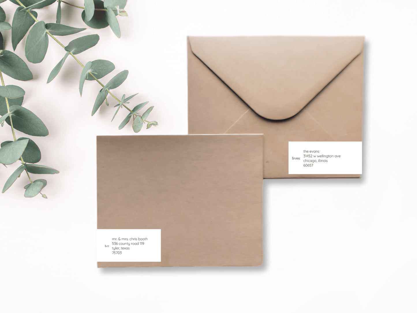 Minimalist Round Photo Wedding Invitation Suite with Envelope Decoration Templates, Envelope Design 1 (WA), Printable Templates