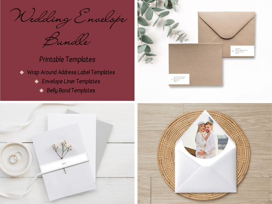 Minimalist Round Photo Wedding Envelope Decoration Template Bundle, Envelope Design 1 (WA), Printable Templates