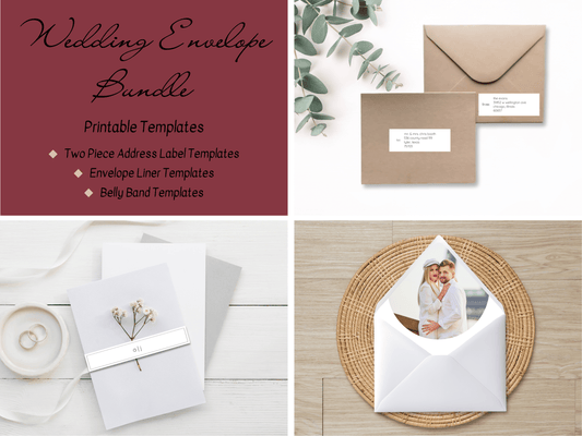 Minimalist Round Photo Wedding Envelope Decoration Template Bundle, Envelope Design 1 (2Pc), Printable Templates