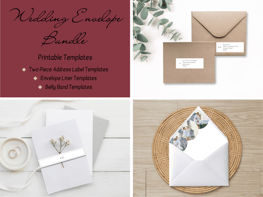 Minimalist Round Photo Wedding Envelope Decoration Template Bundle, Envelope Design 2 (2Pc), Printable Templates