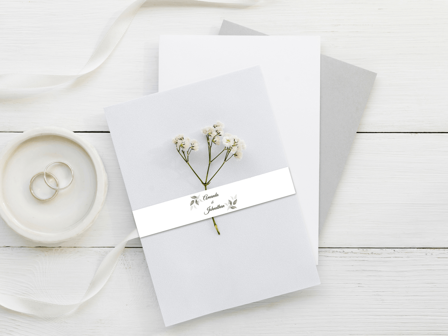 Watercolor Greenery Leaves Wedding Envelope Decoration Template Bundle, Envelope Design 3 (2Pc), Printable Templates