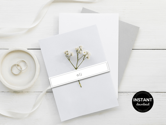 Minimalist Wedding Belly Band Template, Printable Templates