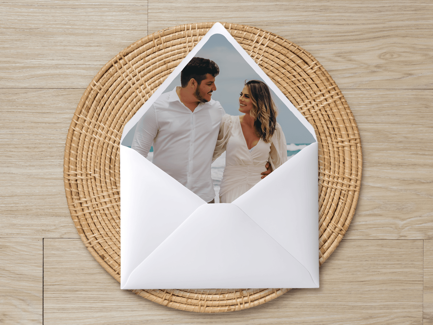 Modern Minimalist Photo Wedding Envelope Liner Template, Printable Templates