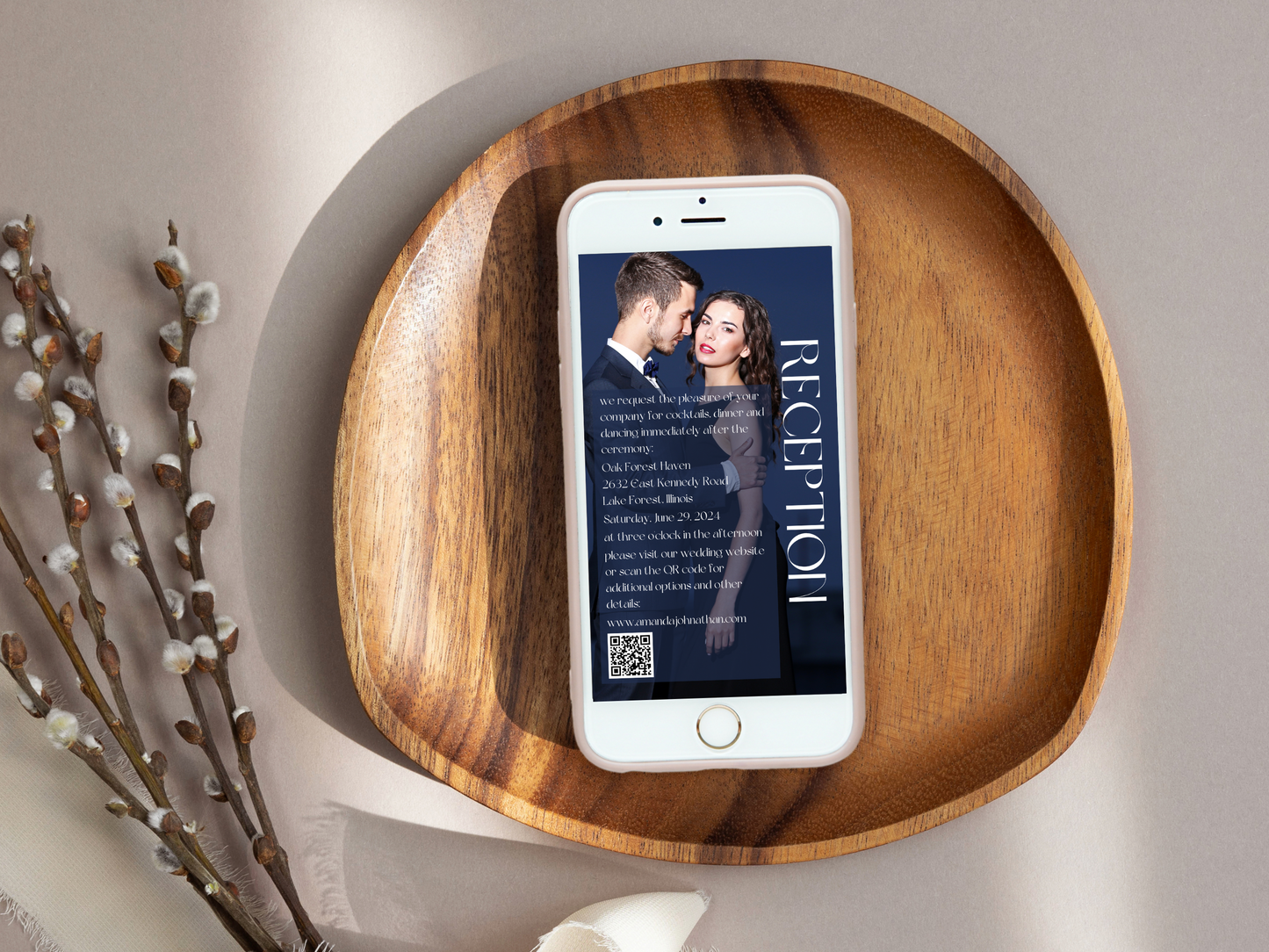Modern Minimalist Photo Wedding Reception Invitation Templates, Printable & Digital Templates