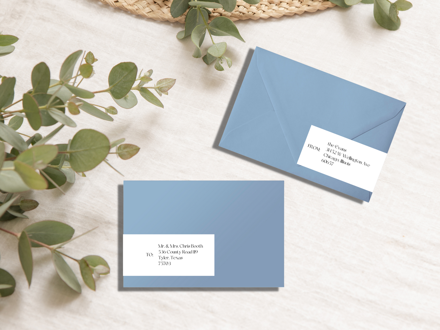 Modern Minimalist Wedding Wrap Around Address Label Template, Printable Templates