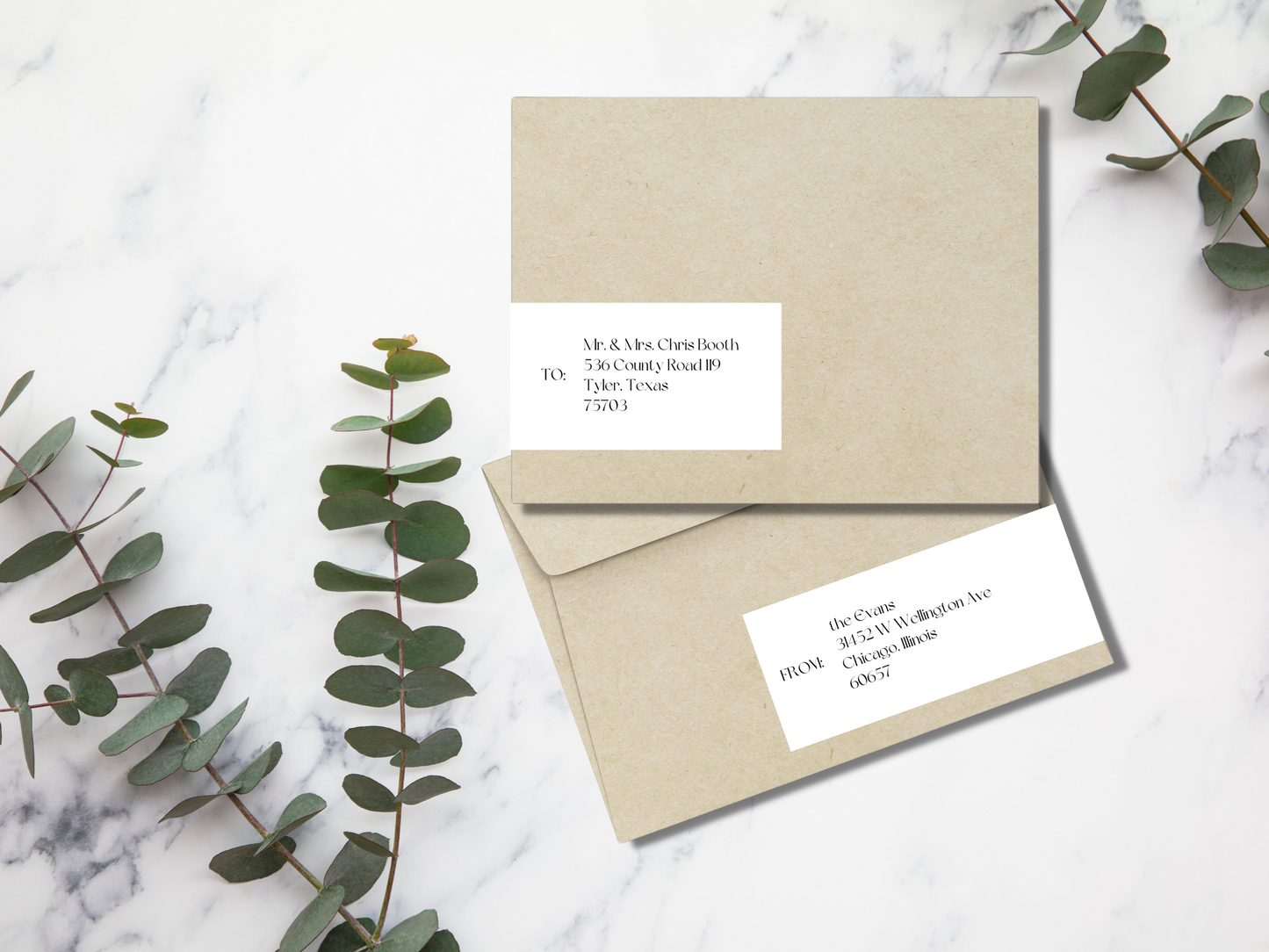 Modern Minimalist Wedding Wrap Around Address Label Template, Printable Templates