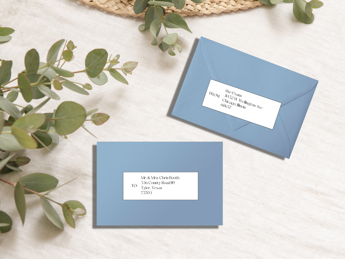Modern Minimalist Wedding Envelope Address Label Template, Printable Templates