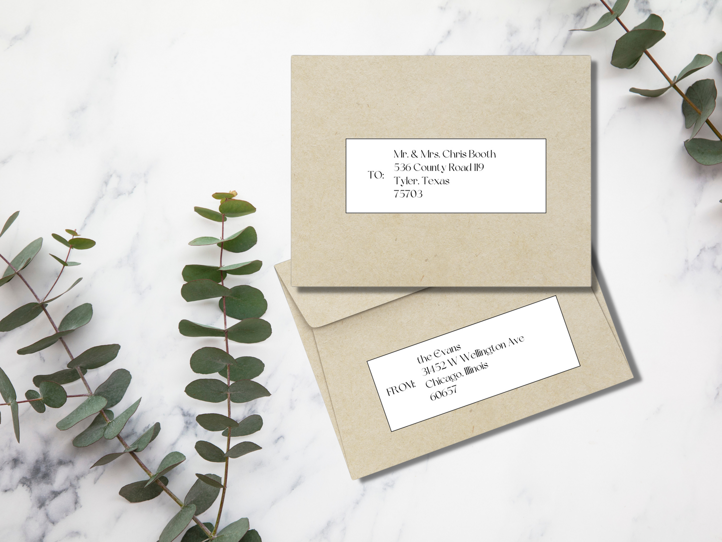 Modern Minimalist Wedding Envelope Address Label Template, Printable Templates