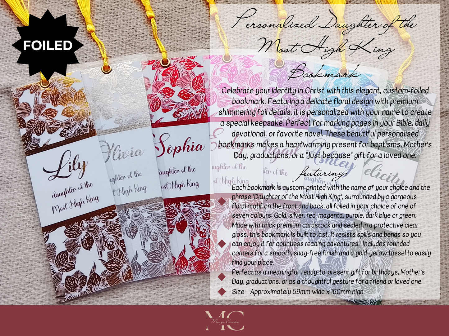 Personalized Daughter of the Most High King Bookmark