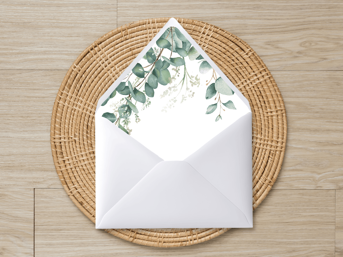 Eucalyptus Wedding Envelope Liners Templates, Printable Templates