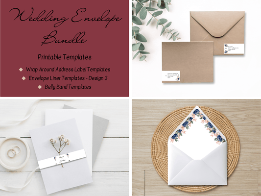 Pink & Blue Floral Wedding Envelope Decoration Template Bundle, Envelope Design 4 (WA), Printable Templates