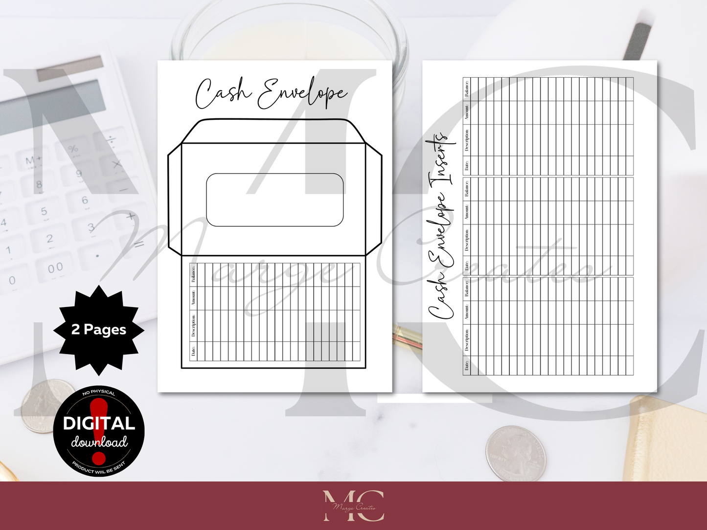 Printable Cash Envelope Template with Inserts