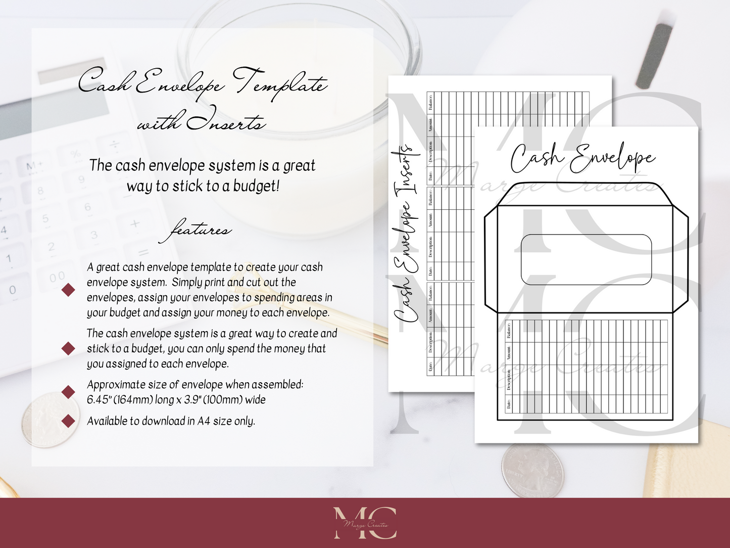 Printable Cash Envelope Template with Inserts