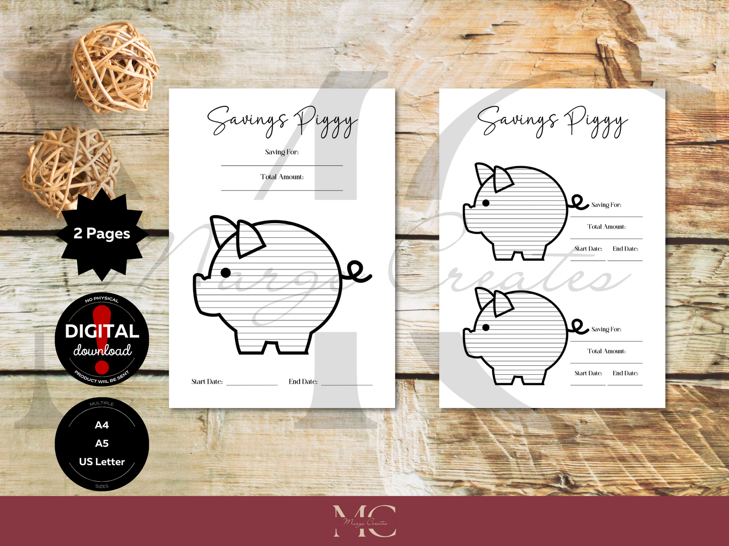 Savings Piggy, Money Saving Challenge, Savings Tracker