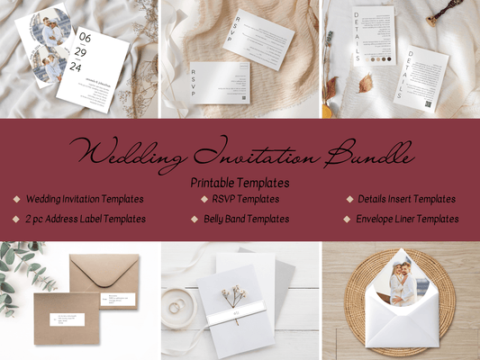 Minimalist Round Photo Wedding Invitation Suite with Envelope Decoration Templates, Envelope Design 1 (2Pc), Printable Templates